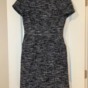 Brooks Brothers Navy and White Tweed Midi Dress size 6